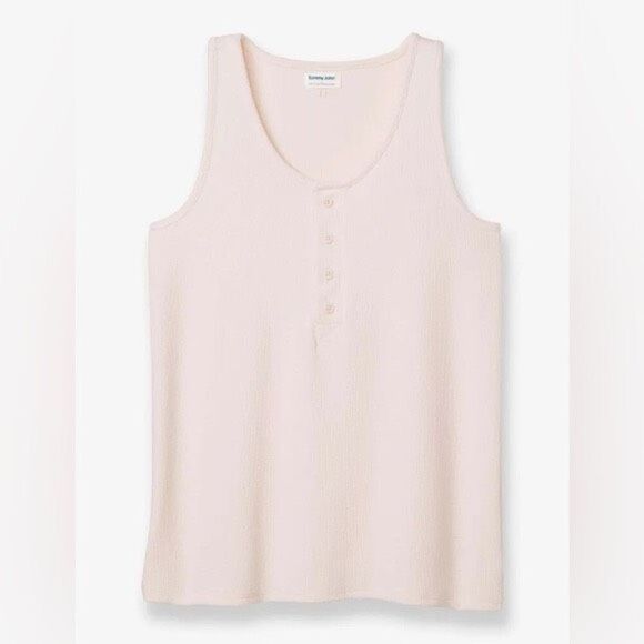 Tommy John Womens Waffle Lounge Henley Tank in Pastel Parchment Size XL $58 - Picture 2 of 6